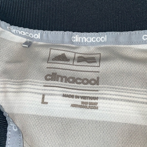 Adidas Climacool Black & White Stripe Polo Style Polyester Size Large - Picture 4 of 8